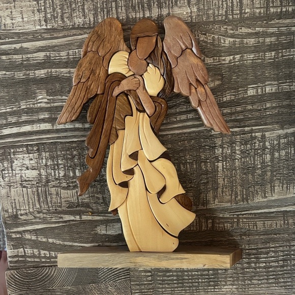 None Other - Wooden Angel Wall Art